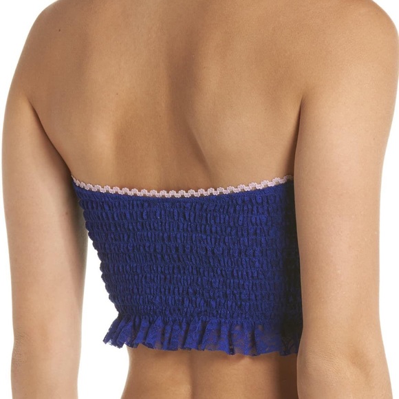 Free People Blue “Callie” Smocked Bandeau Top - Picture 3 of 10